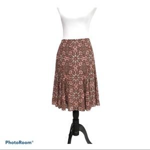 Ann Taylor Loft Petites lined side zip full paneled paisley skirt